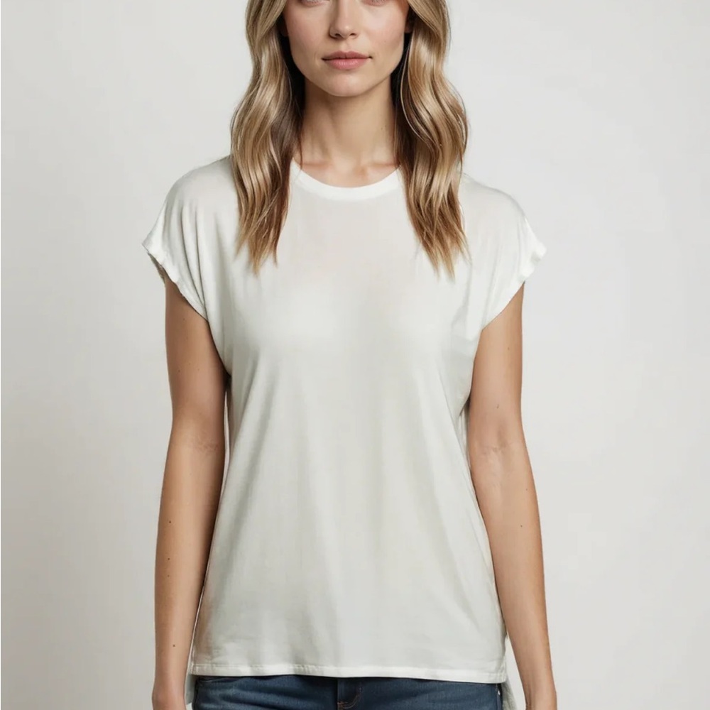 Three Dots White Relaxed Short Sleeve Tee